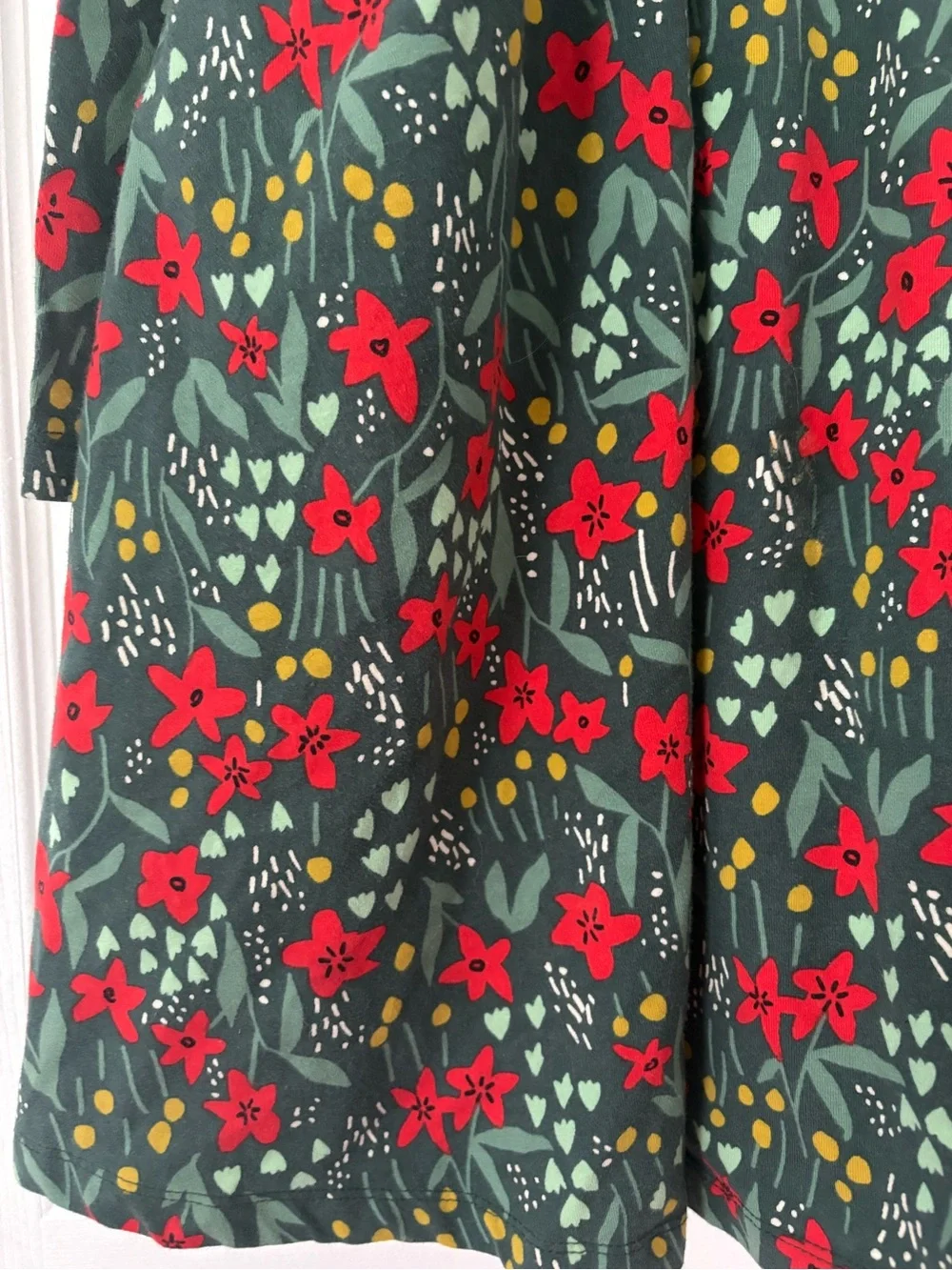 Hanna Andersson Floral Pocket Dress Long Sleeve Girls 150 12 Organic Cotton